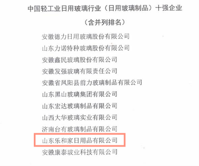匠心制造 品質(zhì)標(biāo)桿 樂和家榮獲中國(guó)輕工業(yè)日用玻璃制品十強(qiáng)企業(yè)榮譽(yù)稱號(hào)
